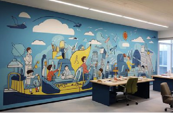 龙陵办公室墙绘的特点。